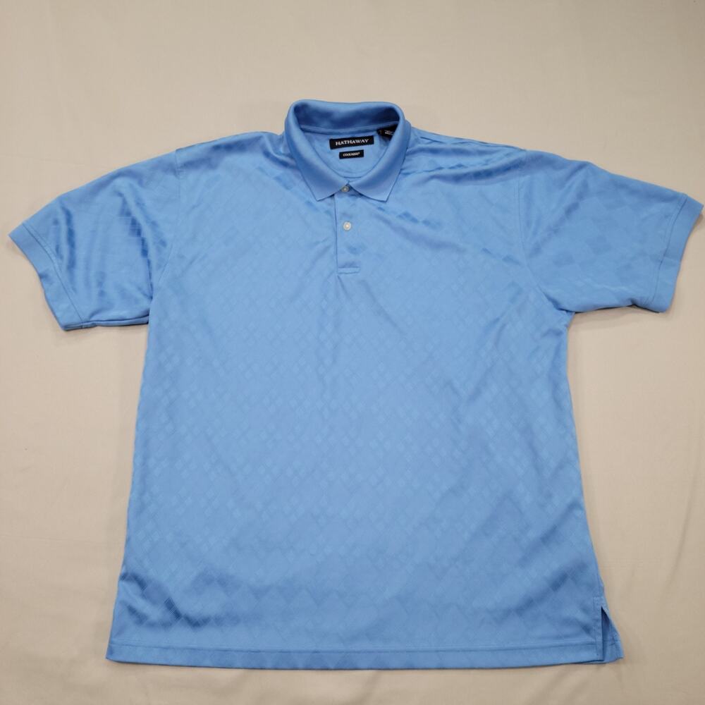 Hathaway Mens Golf Polo Shirt Blue Coolmax Performance Short Sleeve Large Casual